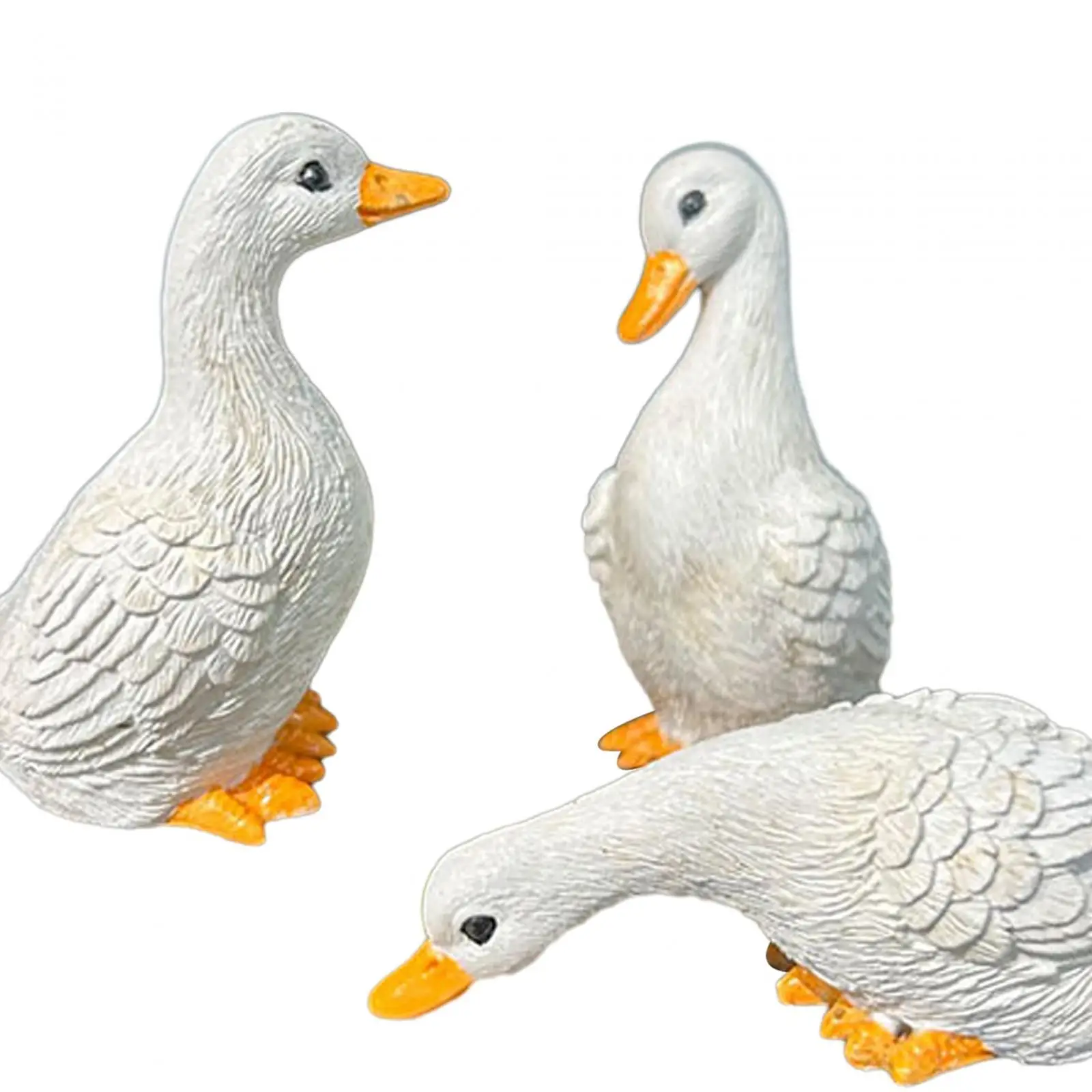 3 Pieces Resin Statues Garden Decorations Cute Miniature Duck Figurines Home Decor for Office Bookshelf Balcony Room Outdoors