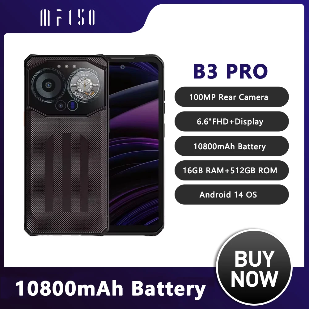 IIIF1505G Rugged Smartphone B3 Pro Android 14 10800mAh 16GB 512GB Mobile Phone 100MP 30W 6.6