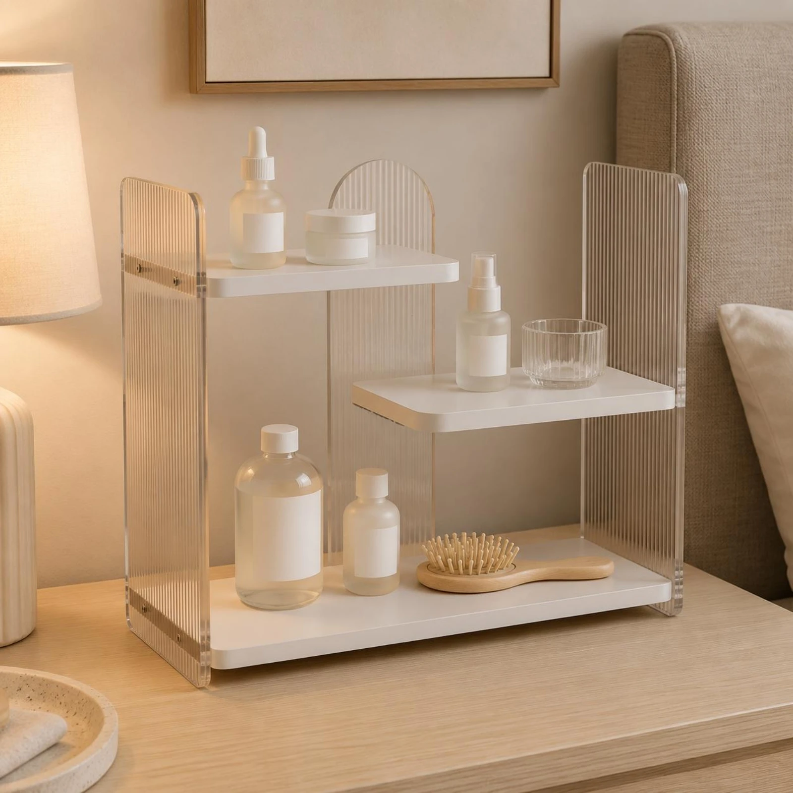 

Acrylic Desk Shelf Space Saving Multi Tier Desk Organizer Countertop Organizer Stable Base Display Intended for Women