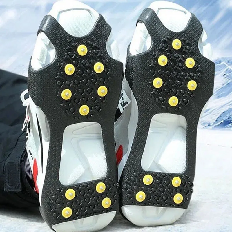 10 Studs Snow Ice Claw Anti-Skid Snow Ice Thermo Plastic Elastomer Climbing Shoes Spikes Grips Cleats Over Shoes Covers Crampons