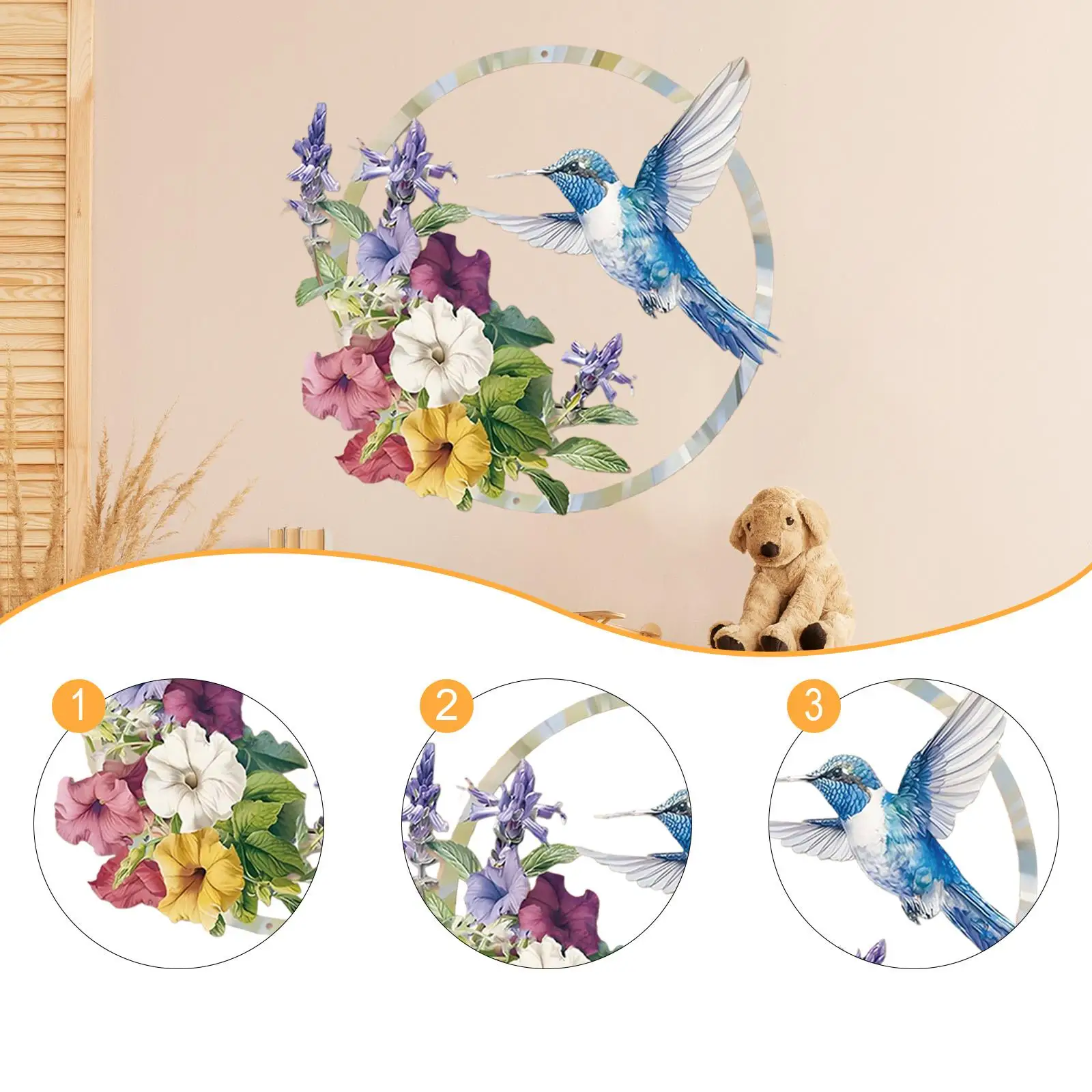 Hummingbird Wall Art Decor Housewarming Gift Fashion Bird Wall Art Decor for Entryway Garden Hotel Swimming Pool Living Room
