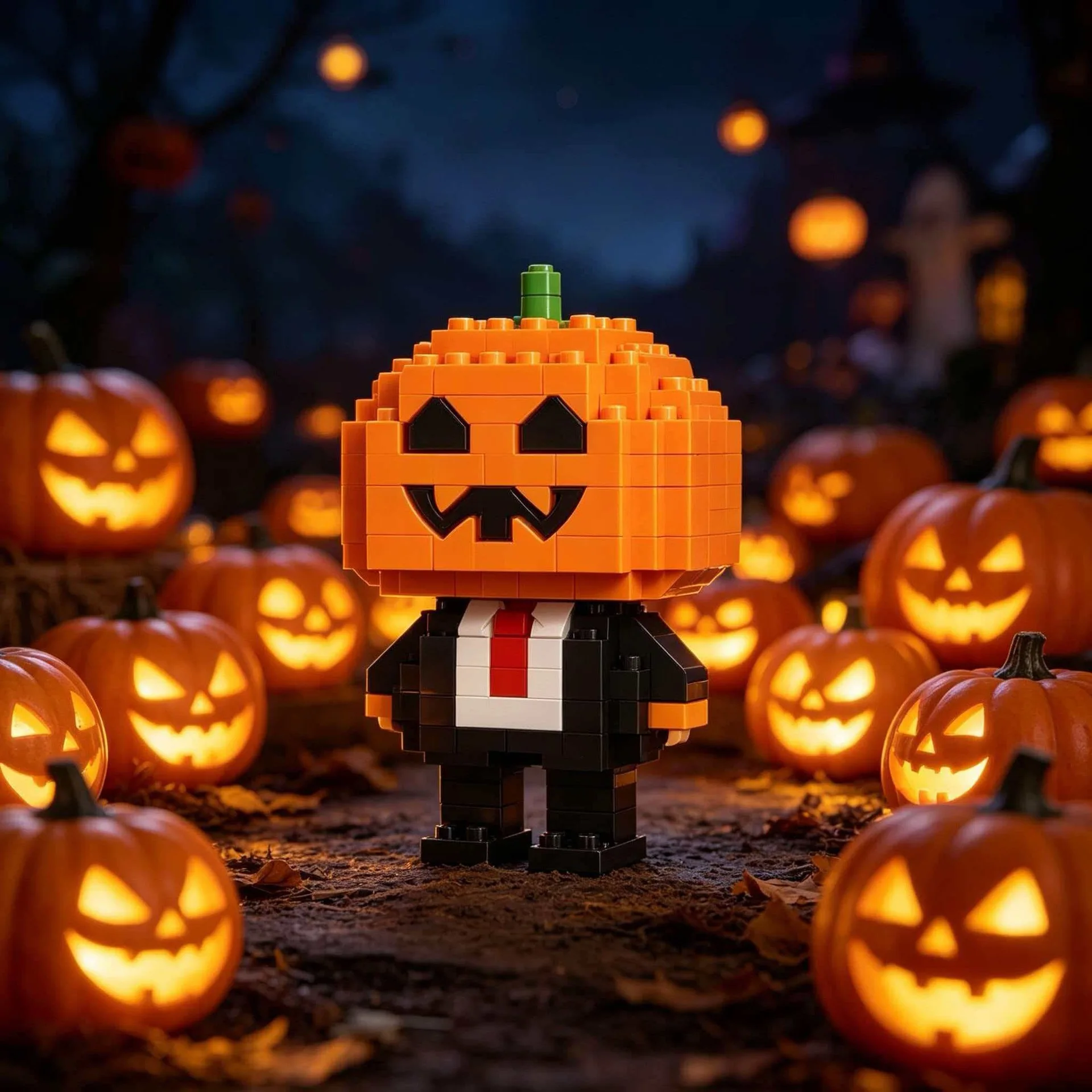2026 Halloween Pumpkin Head Witch Skull Micro Particle Building Blocks Toy Doll Blind Box Assembly Toy
