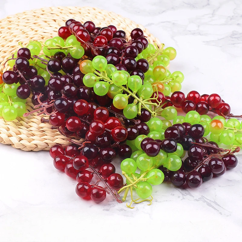 12 cabezas, 5 unid/lote, uvas artificiales, frutas falsas para decoración del hogar, fiesta de boda, fruta simulada, accesorios de fotografía, decoración