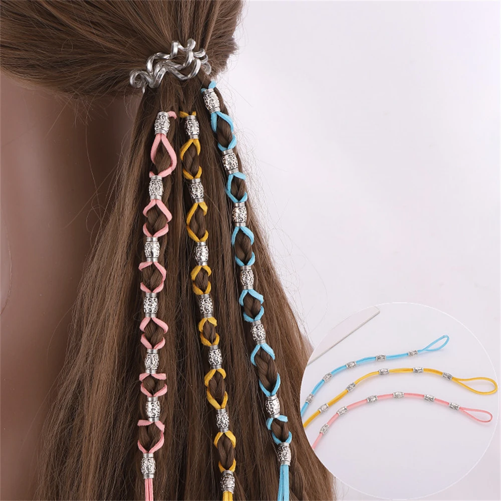 70cm Hair Braided Rope for Women Girls Bead Rubber Band Hair String Exotic Headdress Punk African Ponytail Hair Accessories