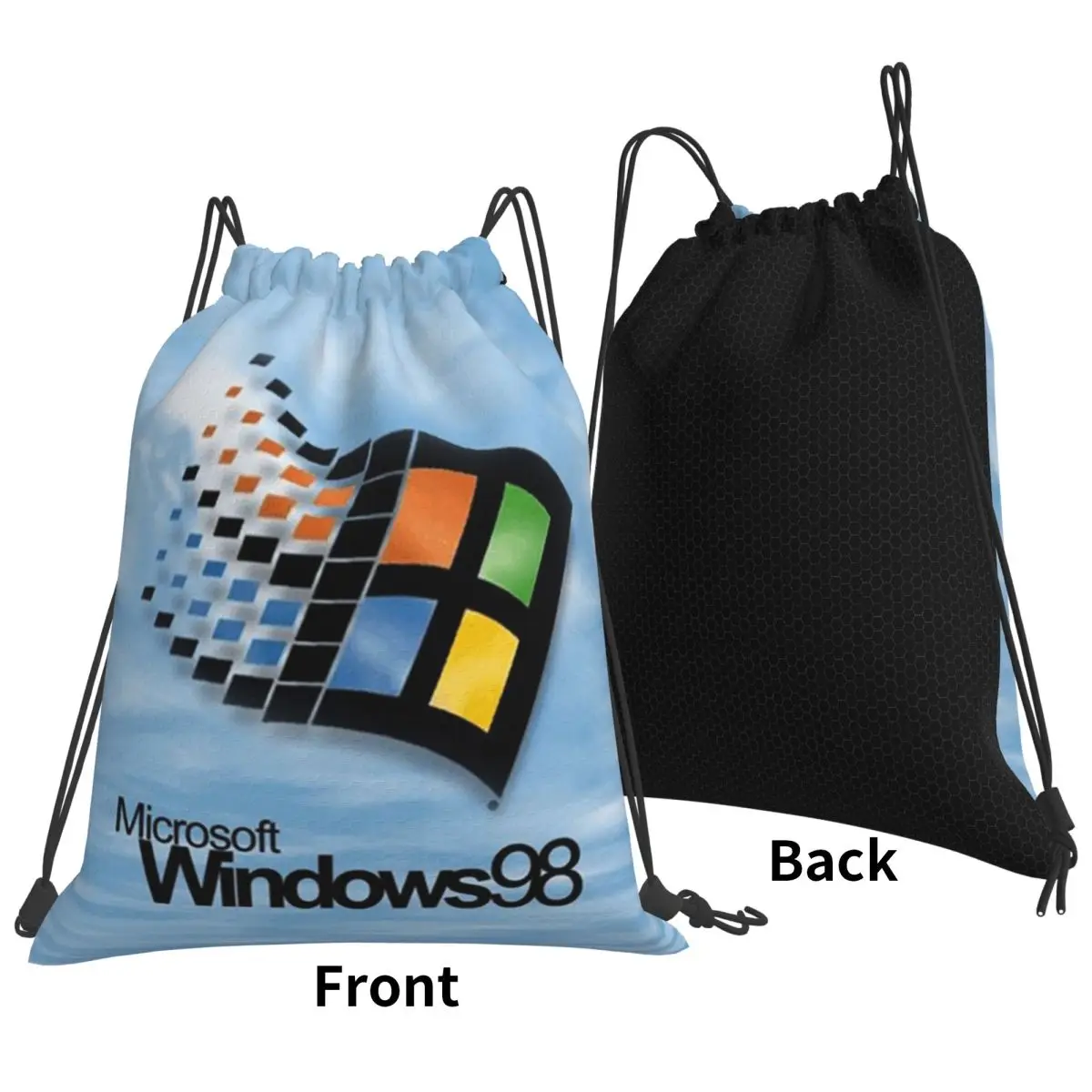 Windows 98 Start Screen Backpacks Multi-function Drawstring Bundle Pocket Sports Bag Book Bags for Man Woman School