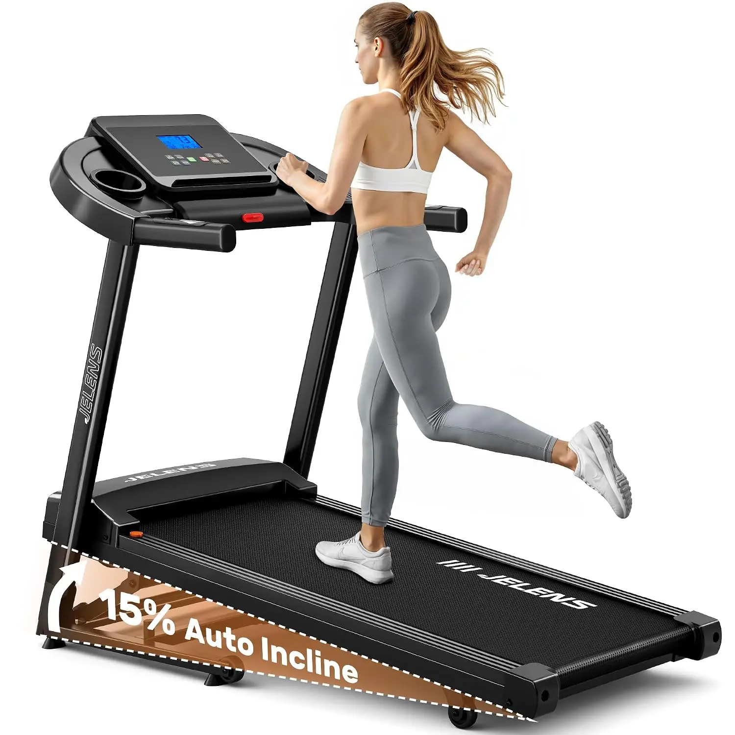 Treadmill for Home with 0-15% Auto Incline, Foldable Walking Pad Treadmill with 330LBS Weight Capacity and Pulse, Custom