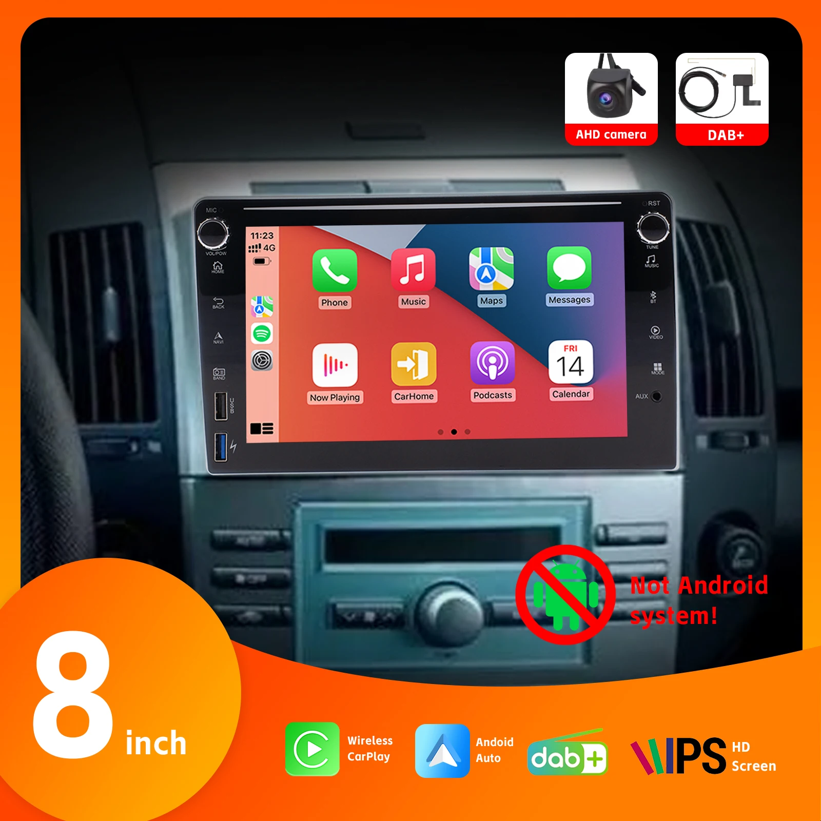 

Автомобильный радиоприемник 8 дюймов с беспроводным Carplay Android авто для Toyota Yizhi 2010-2015 с HD IPS сенсорным экраном DAB + BT AHD камера заднего вида