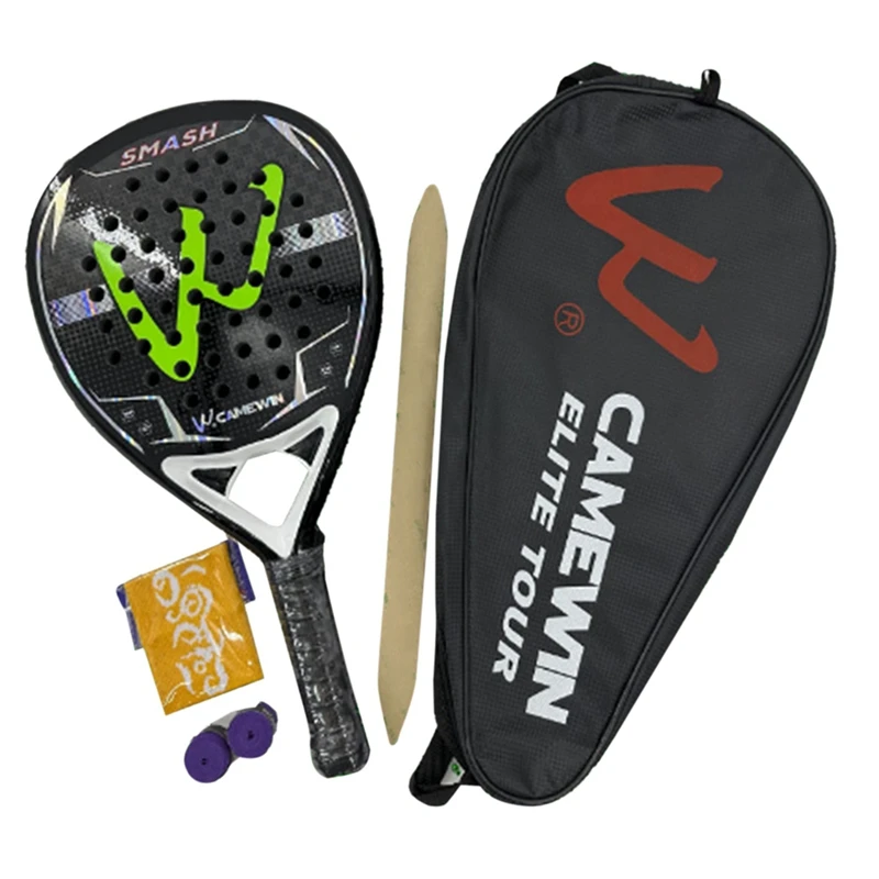 CAMEWIN 12K Beach Tennis Racket Full Carbon Fiber With EVA Memory Flex Foam Core Tennis Padel Racket And Racket Bag Durable