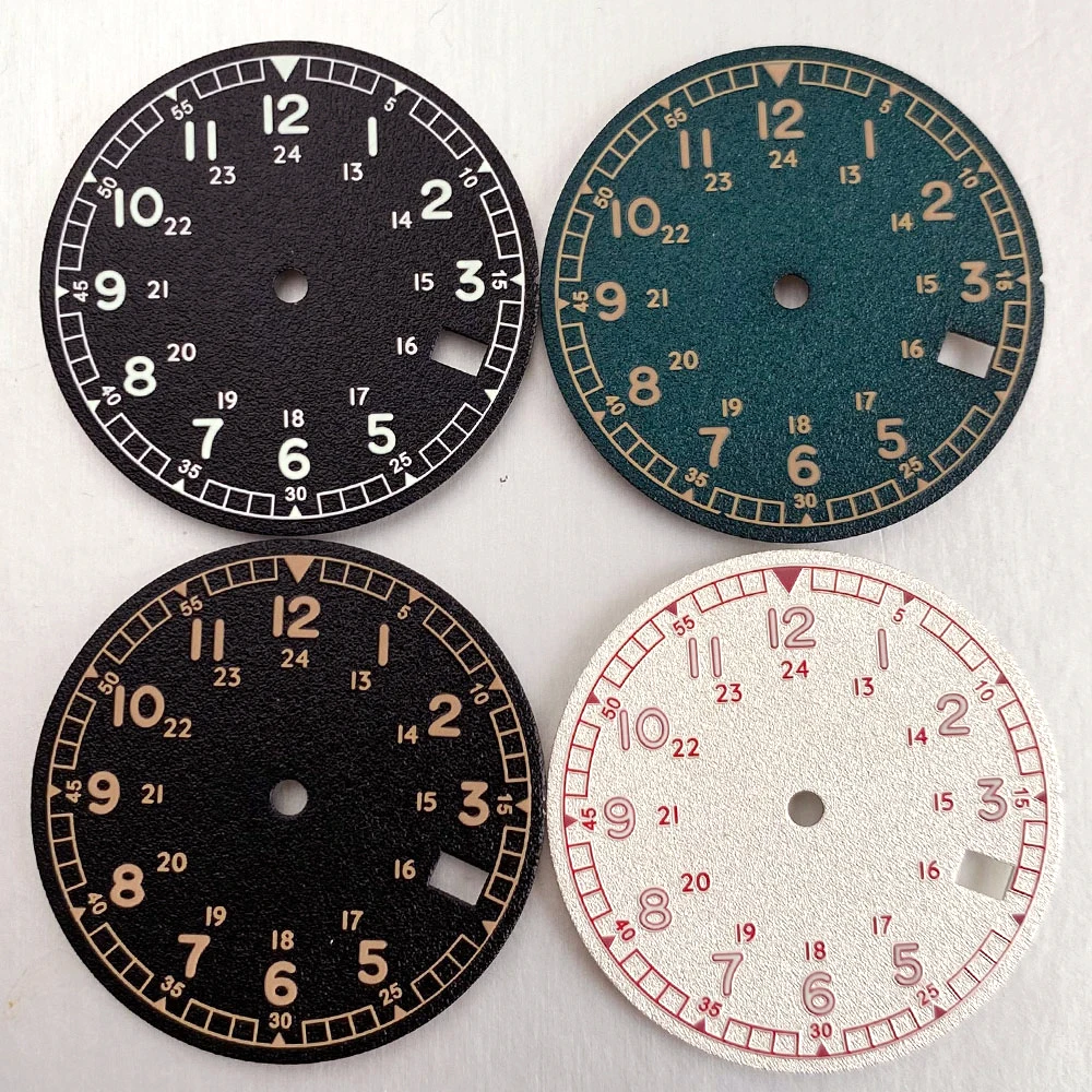NH35A Watch Replacements Watch Dial Pliot Watch Face for NH35 NH36 Automatic Men White Black Salmon Dials Date Window