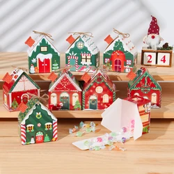 Christmas Candy Box House Shape Gift Boxes Merry Christmas Decorations 2025 New Year Birthday Party Packaging Bags Kids Favors