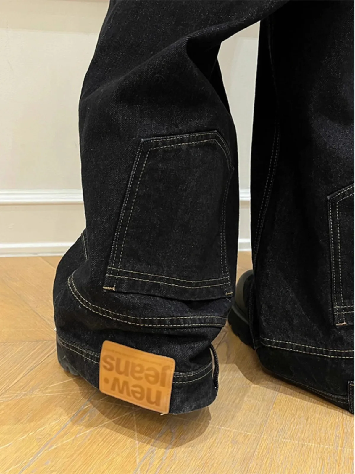 

American Waed Wide Leg Jeans Retro Straight Design Baward Wearing Pants Youthful Leisure Faionable Wear Resistant Long ...