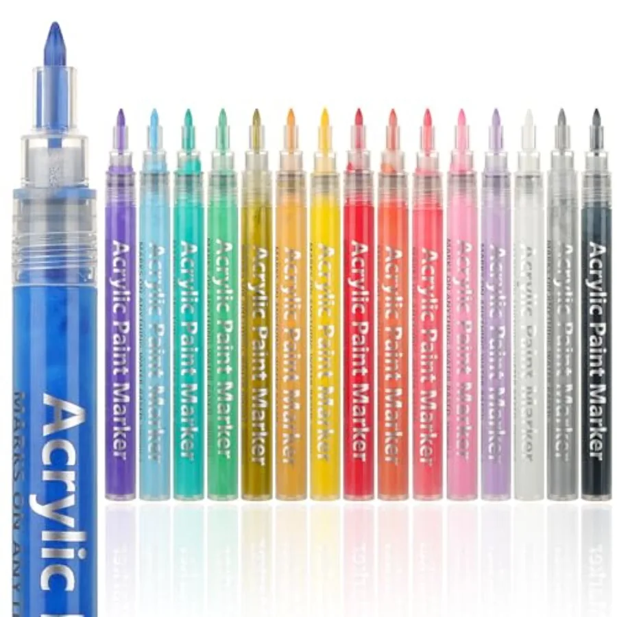 

Colors Paint Pens, 0.7 mm Fine Tip Metallic Paint Markers Stocking Stuffers for Rock, Wood, Fabric, Glass, Canvas, Ceramic, Chr