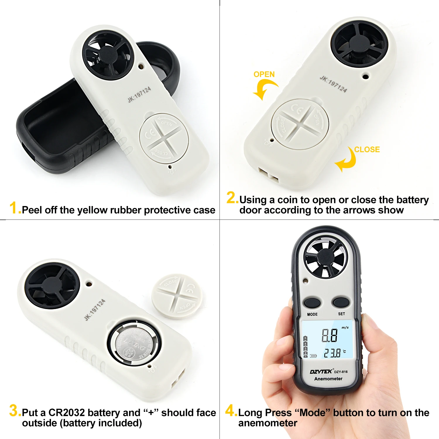 DZYTEK Anemometro portatile Mini misuratore di velocità del vento Anemometro Windmeter 0-30 m/s LCD strumento di misura portatile digitale