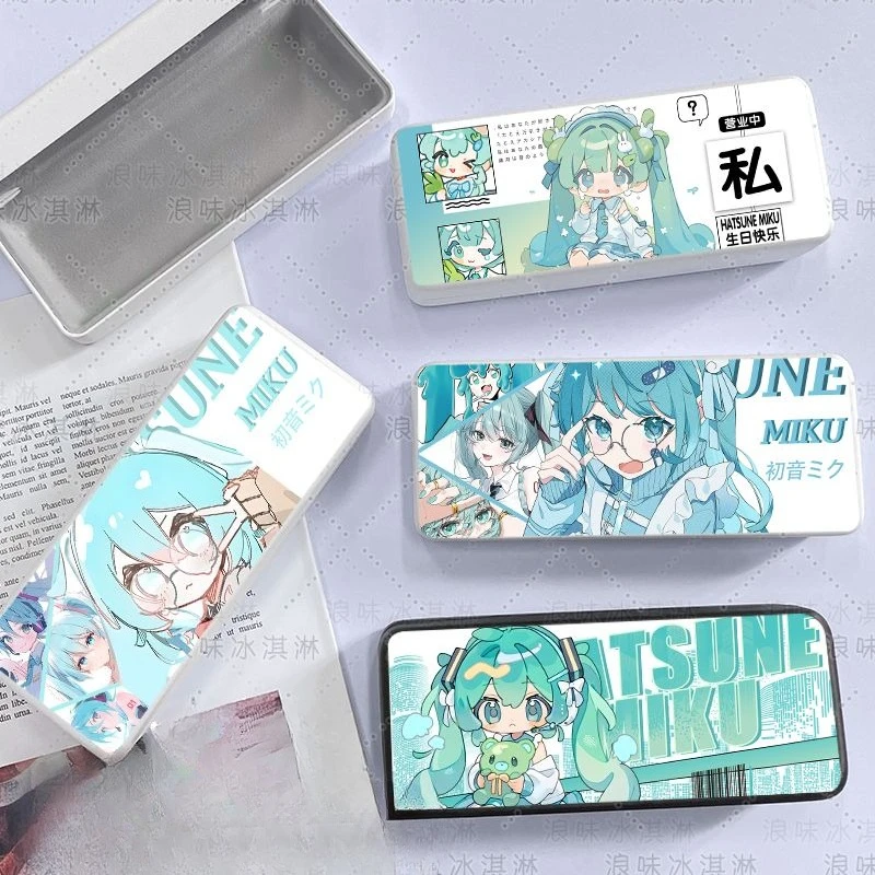 

New Hatsune Miku two-dimensional anime kawaii girly heart glasses case miku cute double-sided myopia glasses case holiday gift
