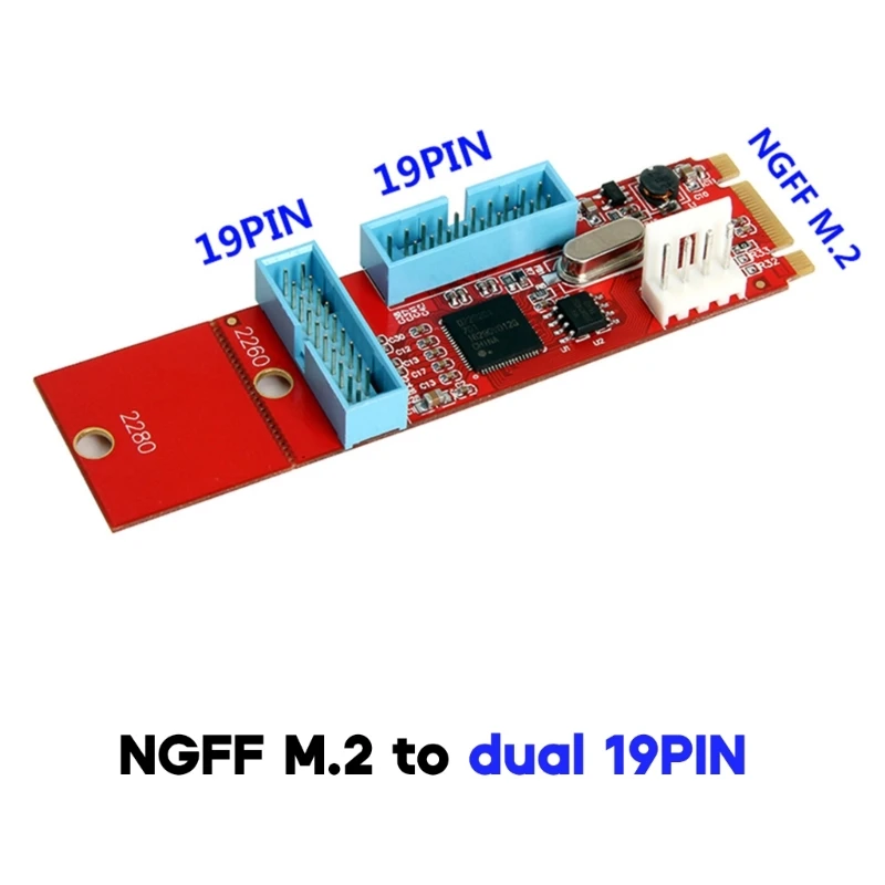 NGFF M.2 a 19Pin 20Pin USB Adaptador Convertidor Tarjeta Conector alimentación 4 pines