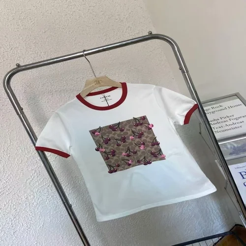 NOVEDAD DE VERANO 2025, camiseta informal holgada con cuello redondo y estampado de cereza unisex de manga corta