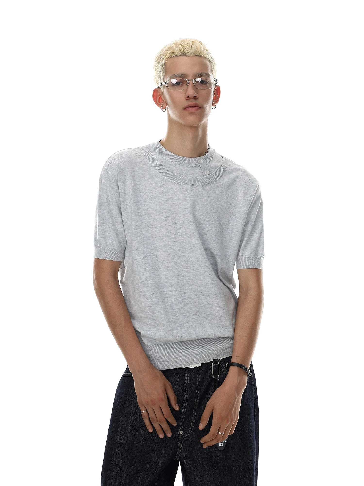 American Retro Casual  Color round Neck Short Sleeve T-Shirt Men's Loose Versatile Basic Style Top MR NEARLY Brand