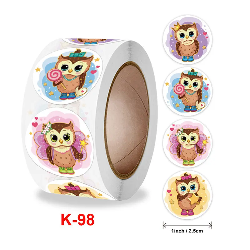 500Pcs Cartoon Briefpapier Sticker Label Student Motivatie Moedigen Beloning Dier Lijm Decals Roll Kinderen Kids Gift