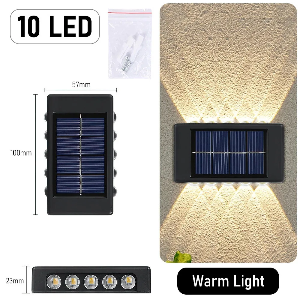 1pcs 10 LED Solar LED Wall Light Outdoor Lamp 6leds Waterproof for Backyard Garden Garage and Pathway Decor Lamp Solar Wall