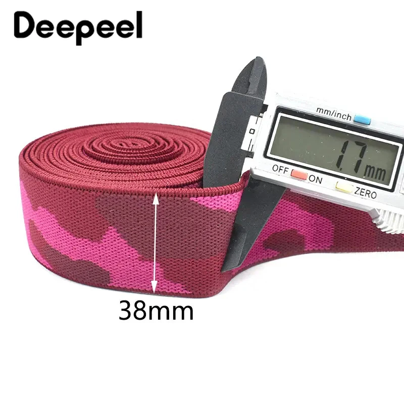 2/5M Deepeel 38mm Camouflage Polyester Elastic Band Trousers Clothes Stretch Rubber Belt Waist Ribbon Tape Webbing Accessories