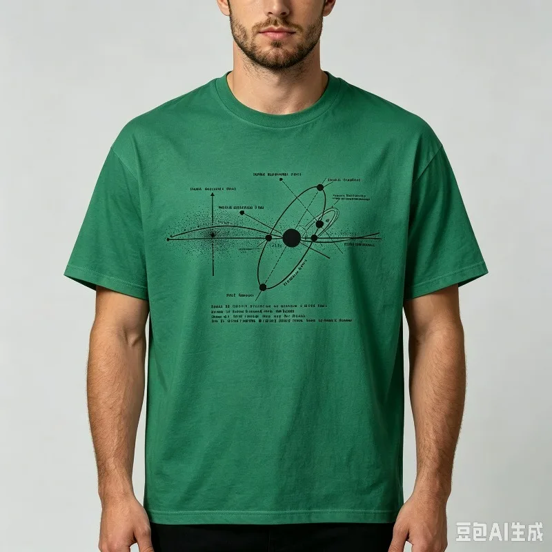 Solar System Orbit Diagram Graphic T-Shirt 100% Cotton Crewneck Space Science Astronomy Front Print Tee