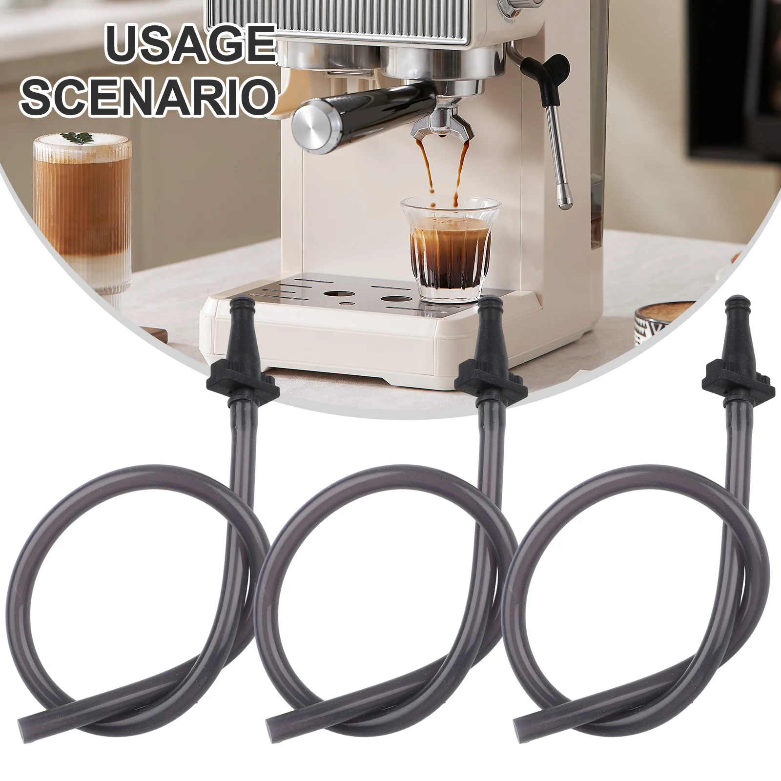 Silicone Milk Hose 30cm For Siemens EQ9 EQ700 Coffee Machines – Replacement Tube With 3 Connectors, Black Spare Part