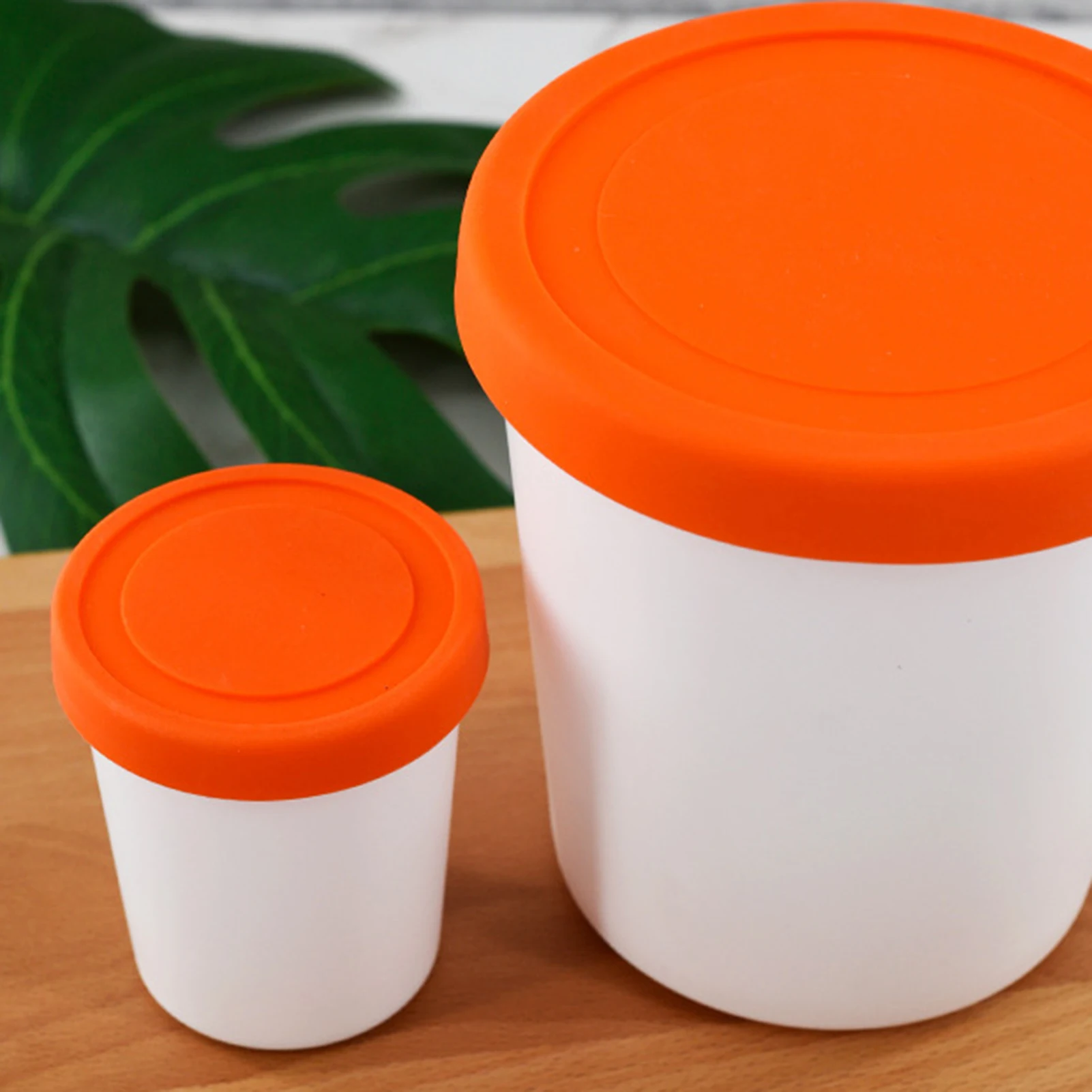 Congélateur à Crème Glacée Rond en Silicone de 180/250/1000ml, Récipient E27 de Rangement des citrouille pour Dessert Réutilisable