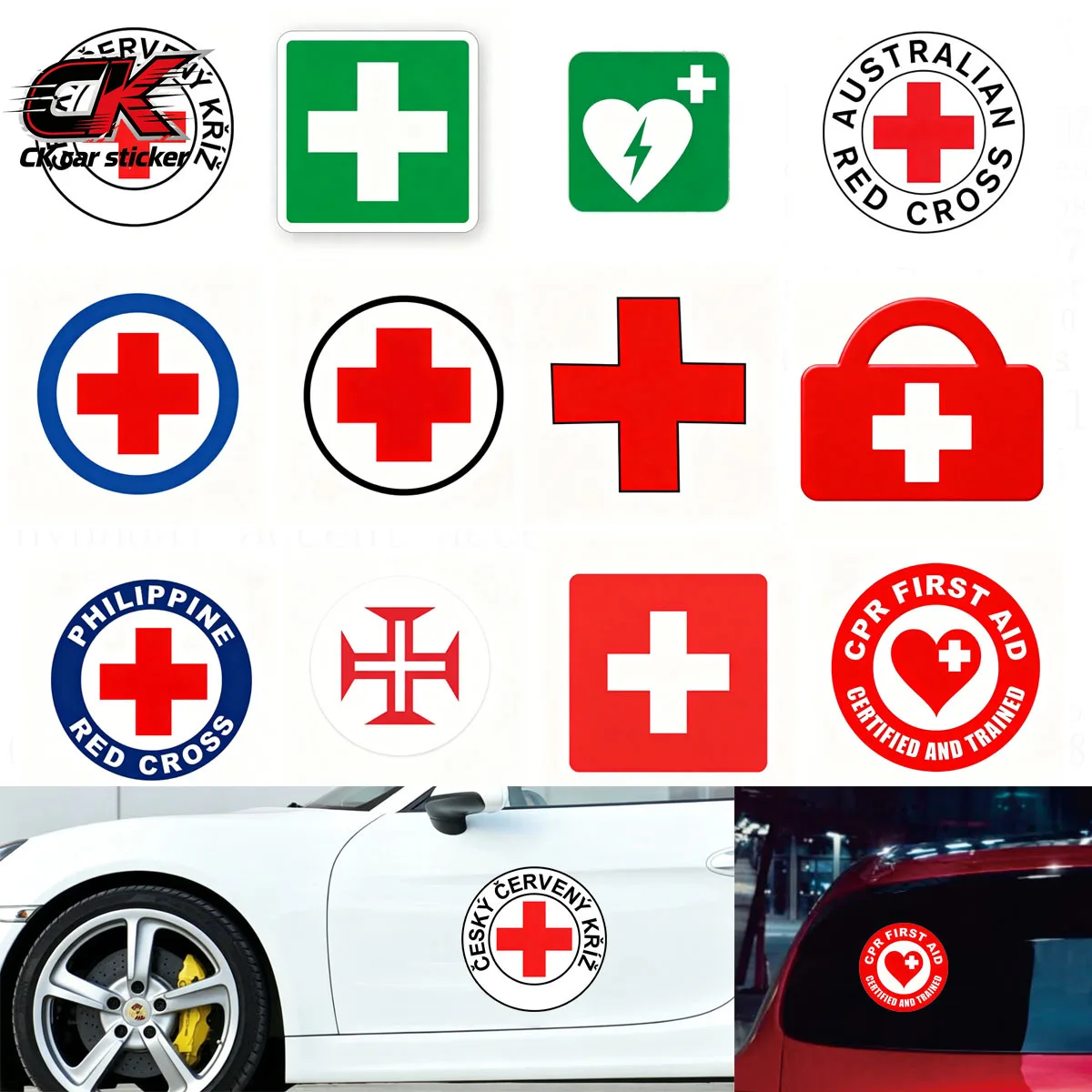 CPR First Aid Certified Trained Medical Vinyl Decal Sticker, Waterproof Car Bumper Window Helmet Laptop Emergency Safety Sticker