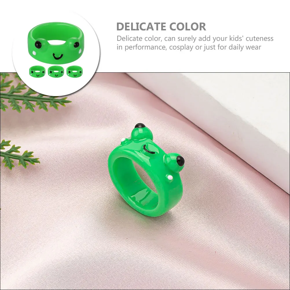

4 Pcs Frog Ring Jewelry Kids Cartoon Animal Rings Adorable Frogs Finger Childrens Colorful Aesthetic Cute for Girls