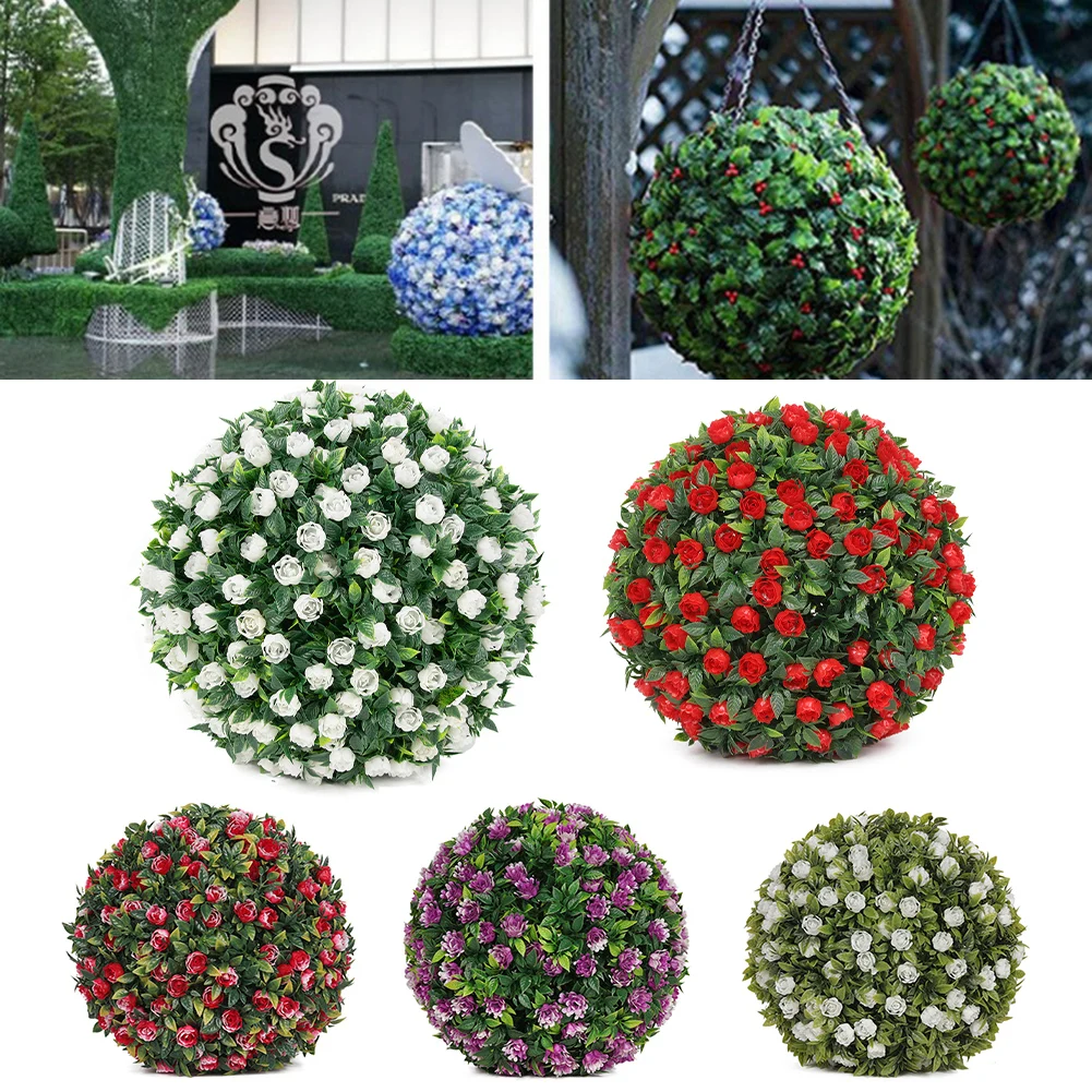 Grass Ball Vibrant and Eye catching Artificial Rose Flower Balls for Hanging Garden Baskets UV Stable and Attractive