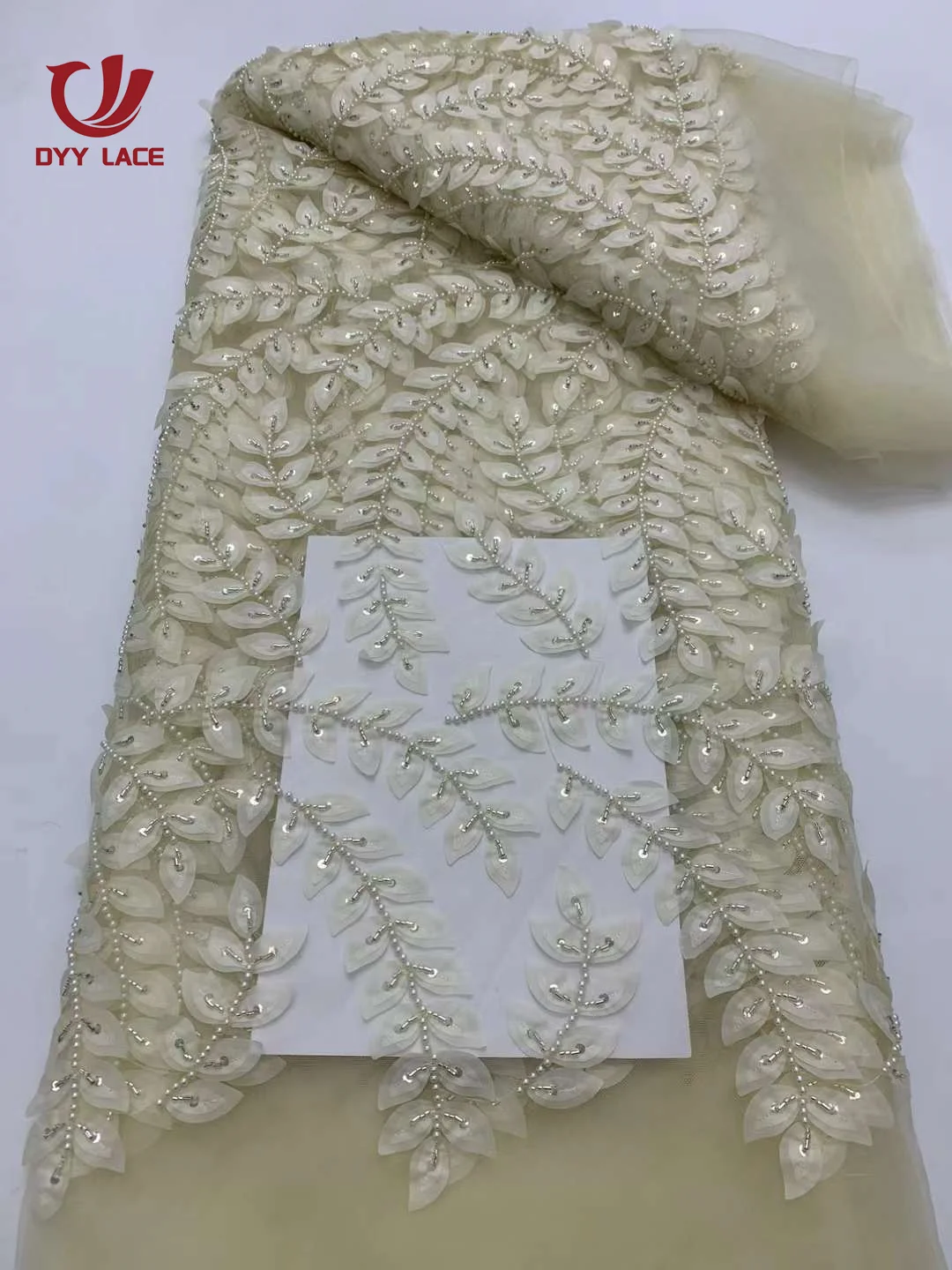 White African 3D Lace Fabric 2024 High Quality Handmade Beaded Lace Material Nigerian French Net Lace Fabric For Wedding 5 Yards