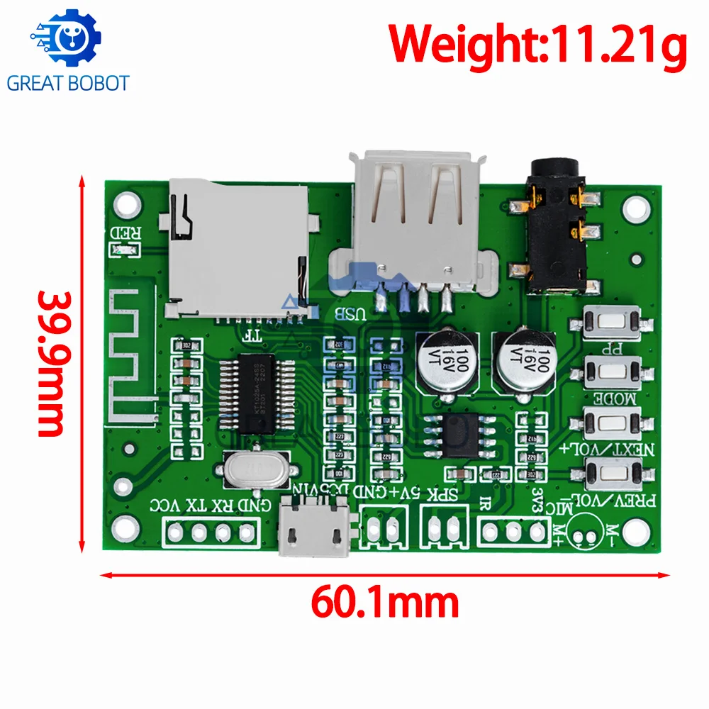 BS BT201 Dual Mode 5.0 Bluetooth Lossless Audio Power Amplifier Board Module Tf Card U Disk Ble Spp Serial Port Trans