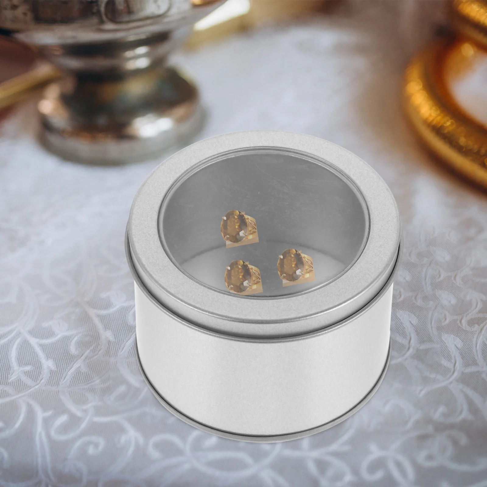 

12Pcs Round Tinplate Canisters with Clear Lids Storage Boxes for Chocolates Crafts Collectibles Tin Cans Household Accessories