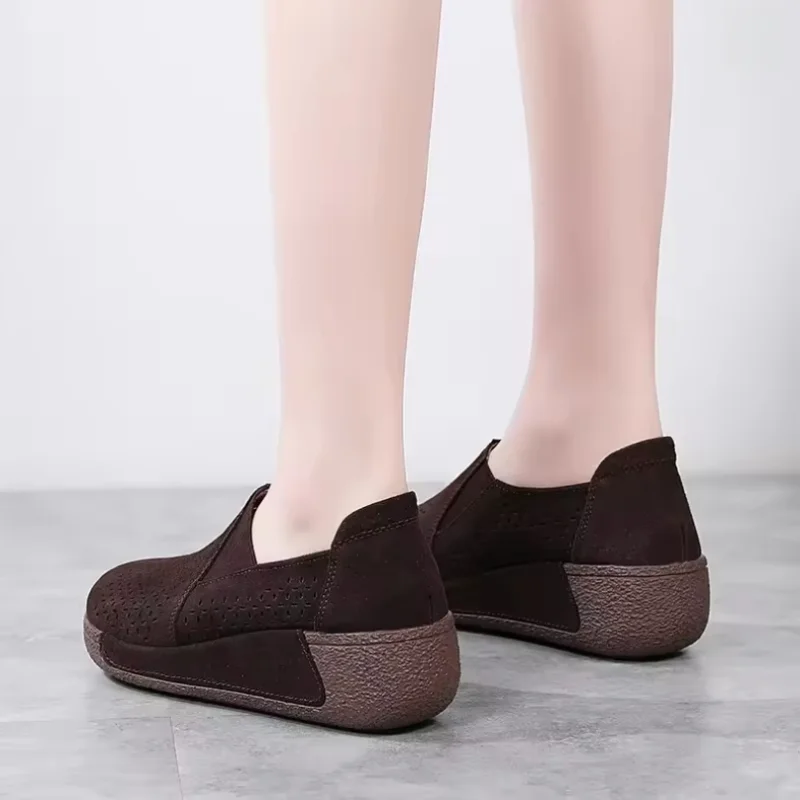 2025 Cow Suede Leather Ladies Loafers Women's Shoes Platform Flats Sneakers Female Moccasins Shoe Women Creepers Slip on Shoes - Image 3