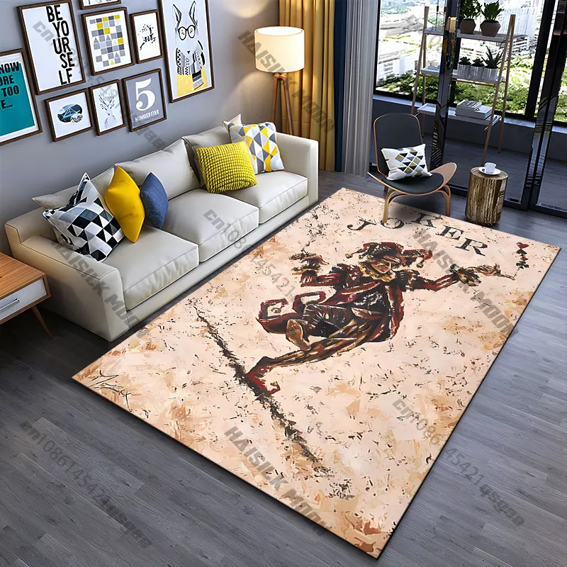 Playful jester holding card carpet Yoga living room room decor children's crawling mat doormat area rug games mat
