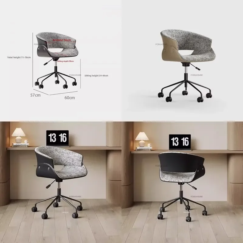 Ergonomic Luxury Fabric Office Chair with Adjustable Backrest for Home Computer Desk Bedroom Vanity Lift Swivel Chair