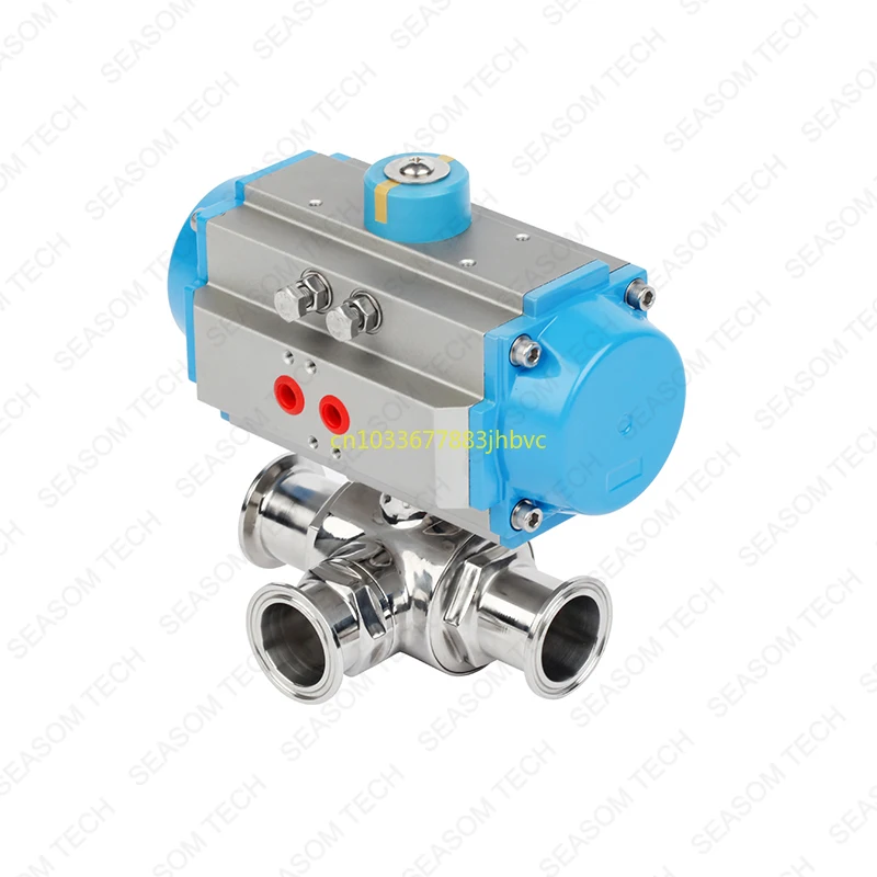 Flange pneumatic actuator electric motor actuated T L type 3ways stainless steel three way 3 way ball valves