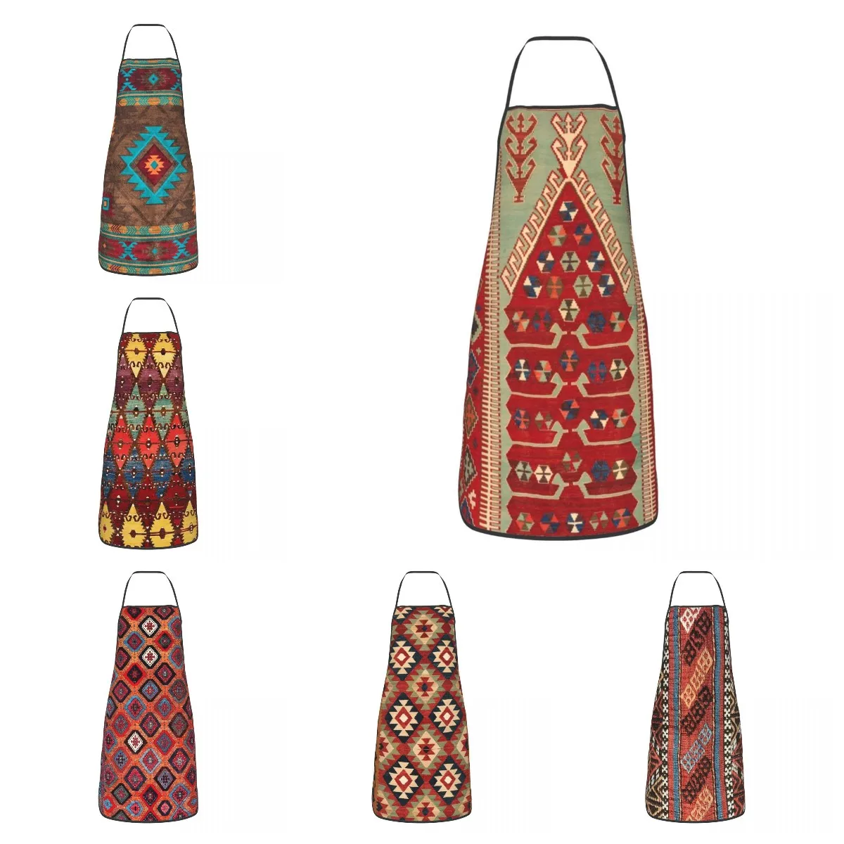 Antique Boho Bohemian Turkish Carpet Kilim Kitchen Chef Cooking Apron Women Men Vintage Persian Ethnic Art Tablier Cuisine