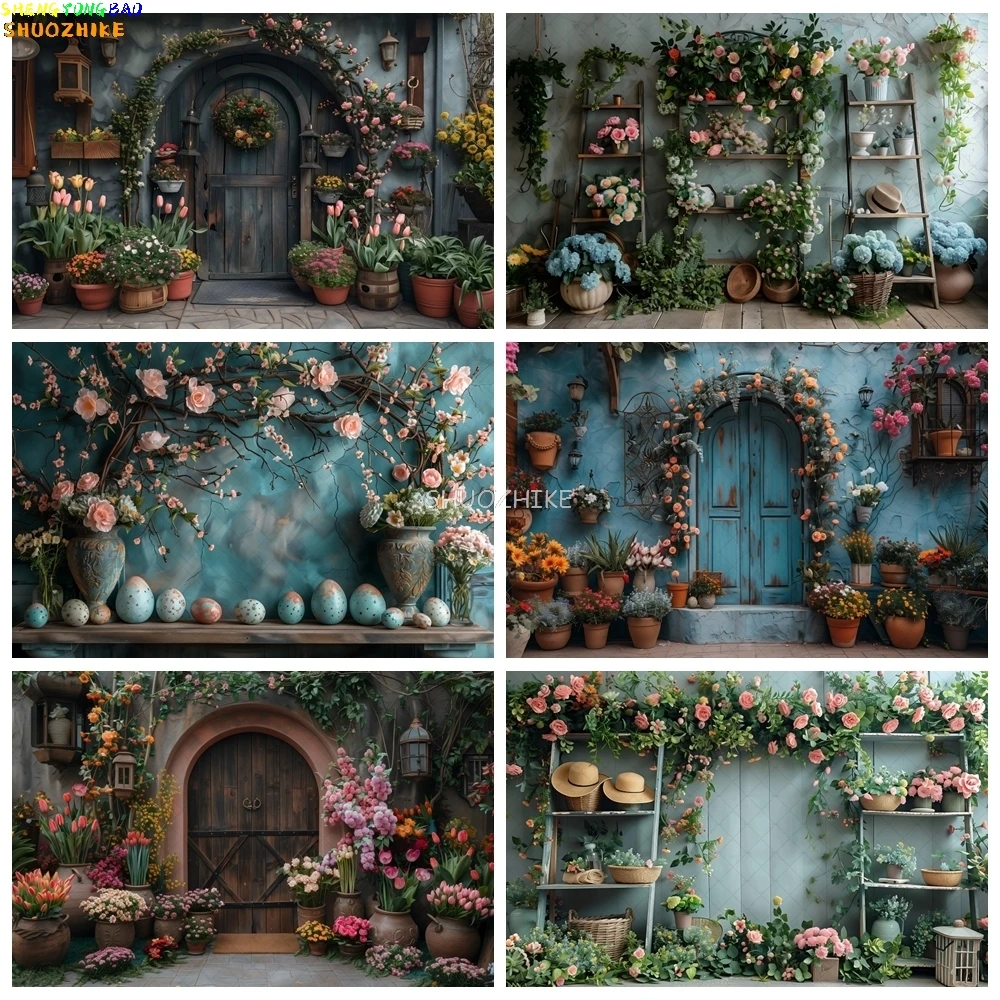 Ostern Frühling Hintergrund Wand Fensterbank Hintergrund grüne Eier Kinder Babyparty Geburtstag Party Dekoration Fotografie