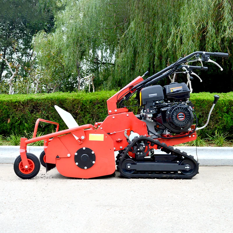 Household Lawn Garden Cleaning Machine Walk-Behind Gasoline Power Lawn Mower High Power Crawler Lawn Cleaning Machine Customized