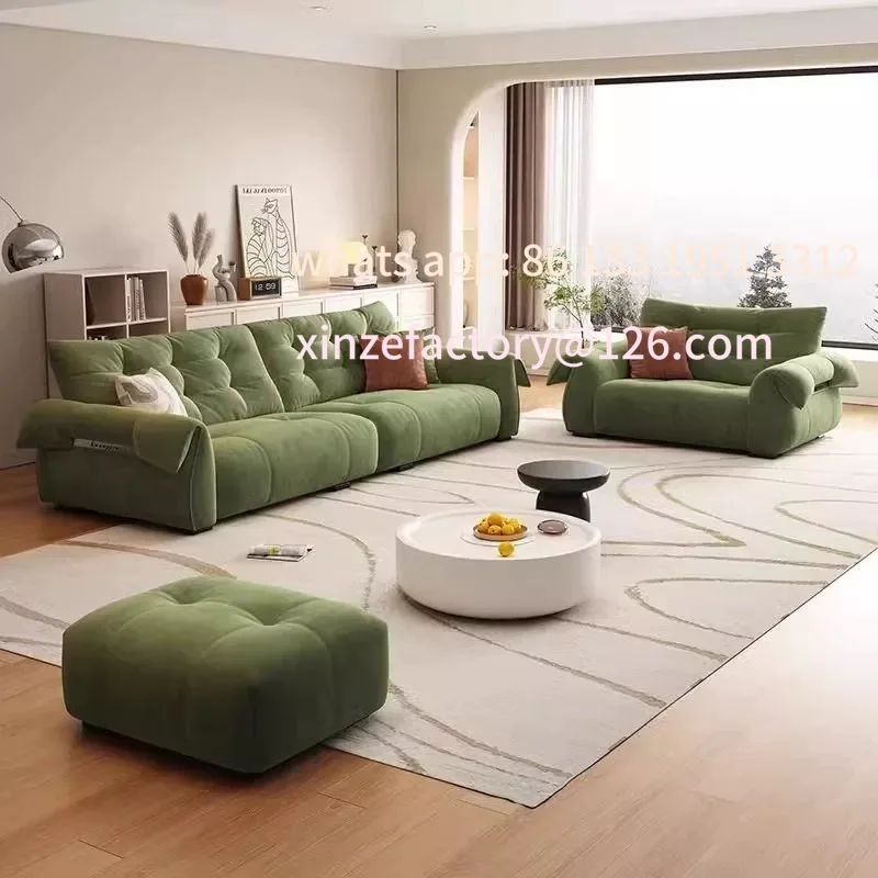 Customizable Cream Wind Swan Fabric Sofa Living Room Simple Small Apartment Cat Grab Cloth High Backrest Straight Row Sofa