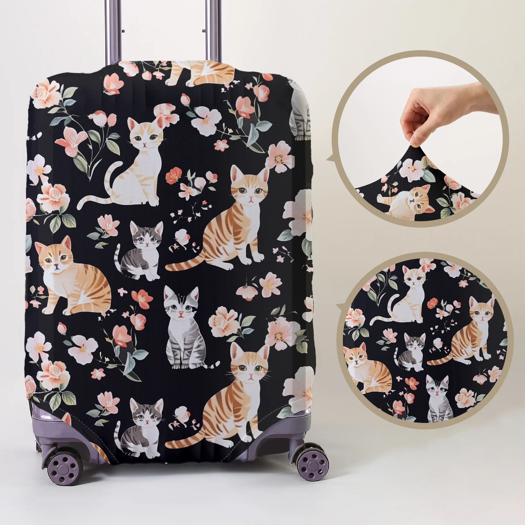

Cat and floral printed luggage protection cover, suitable for 18-32 inch luggage covers, luggage handle gloves, travel accessori