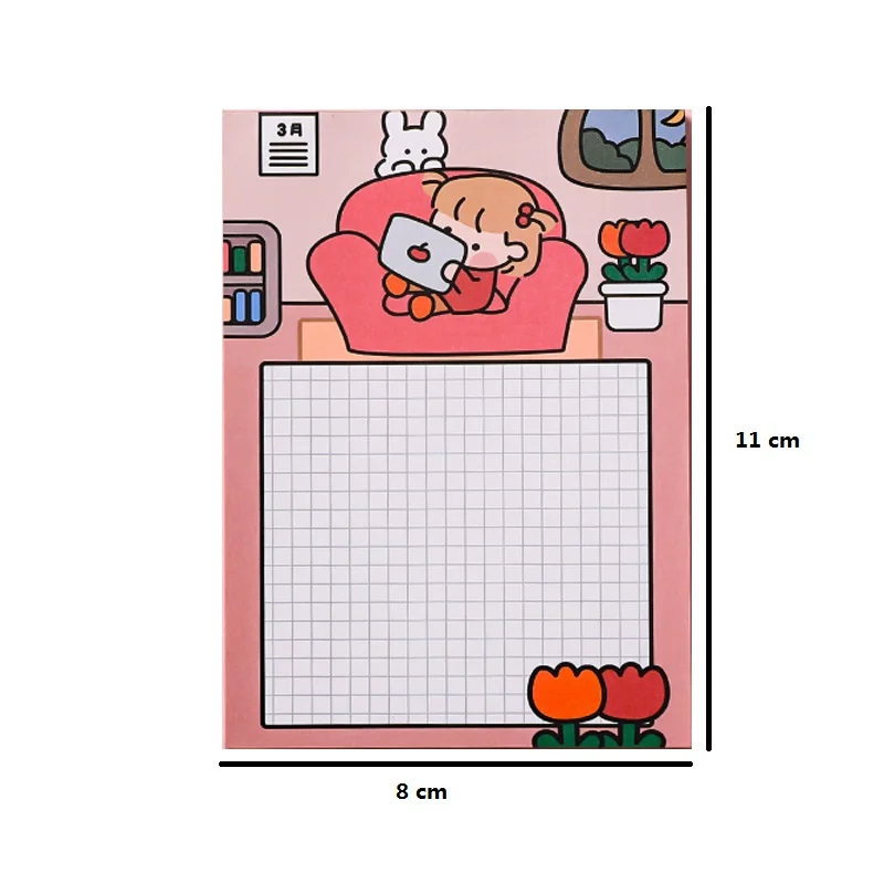 

50Sheets/pack Little girl flower Memo Pad Cartoon Cartoon Tearable Memo Sticky Note Office Accessories Kawaii Stationery 11*8cm