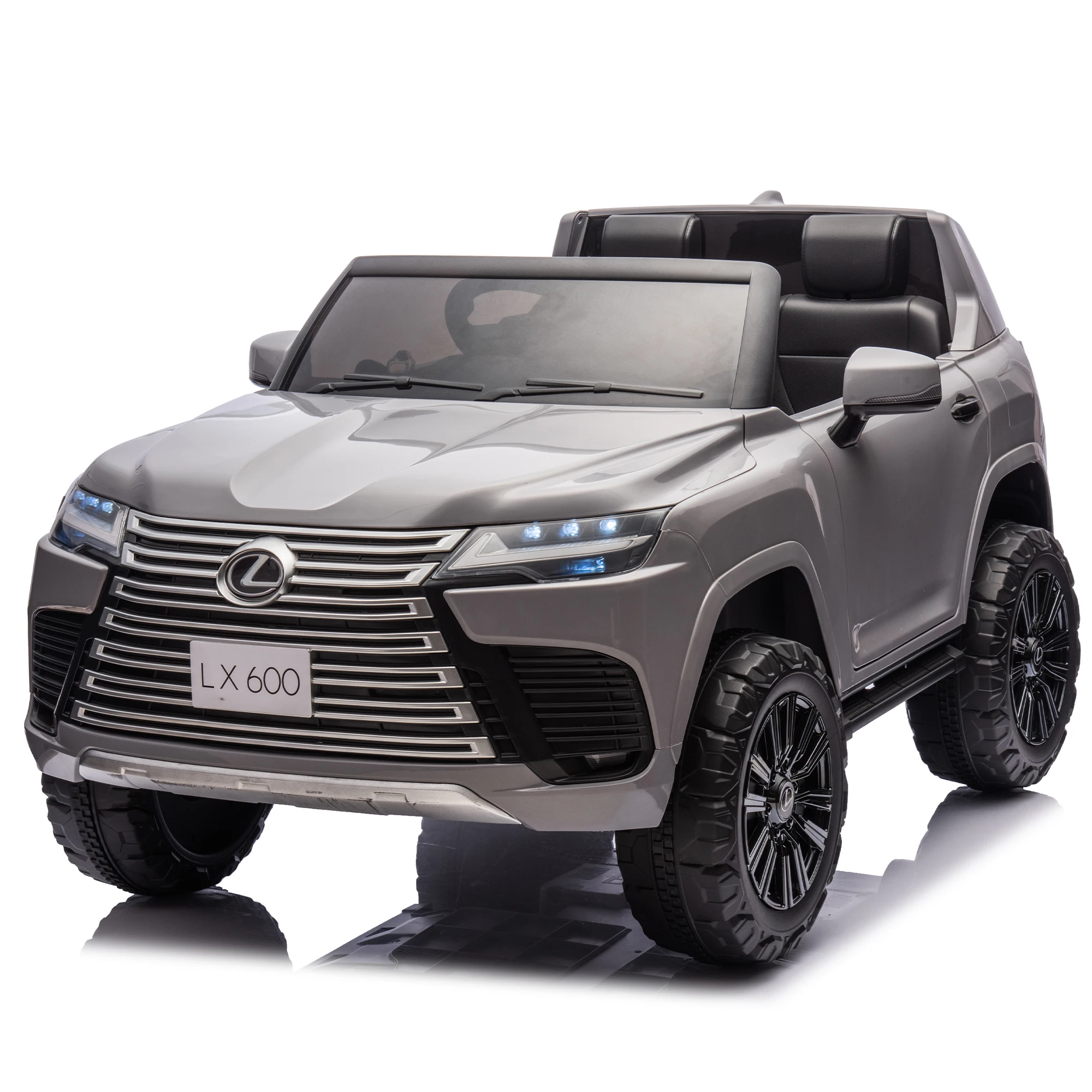 24V Kids Ride on Electric Car with Parent Remote Control Suspension LED Lights Bluetooth Music 1.86-3.11MPH for Kids Gray