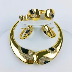ESALE Fashion Classic Simple Necklace Earrings Jewelry Sets Women Dubai Brazilian Gold Color Italian Party Banquet Jewellery