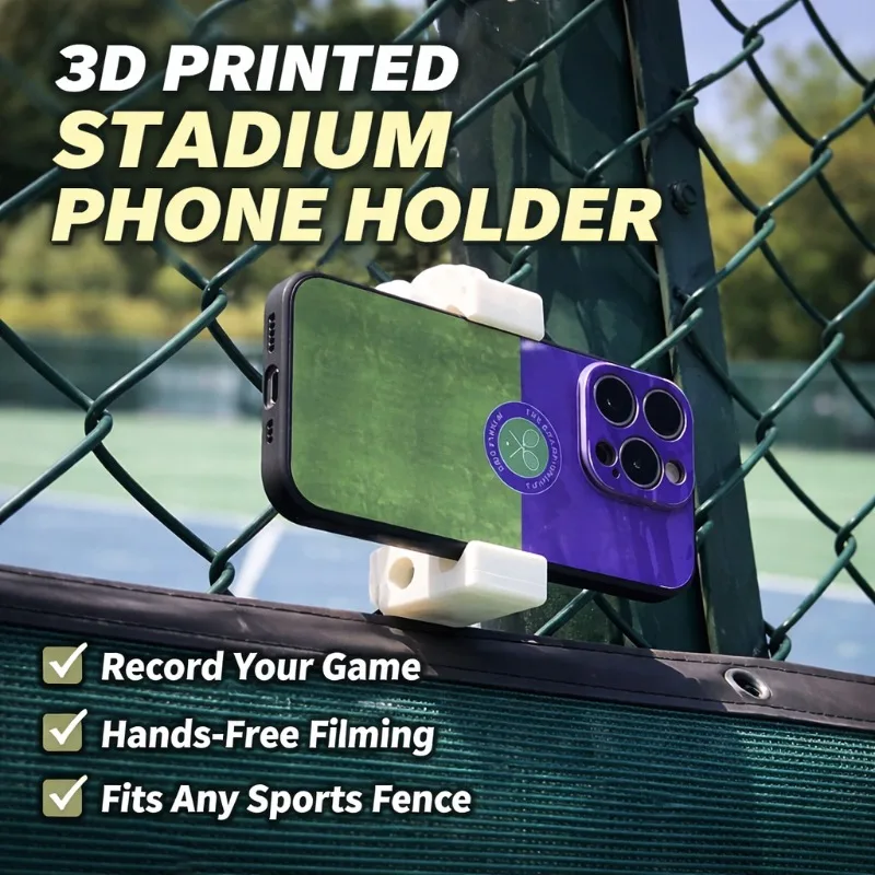 Suporte de Celular Portátil para Quadra Esportiva Impresso em 3D, com Fixação em Cerca, para Treino de Basquete e Tênis, Gravação e Uso Externo