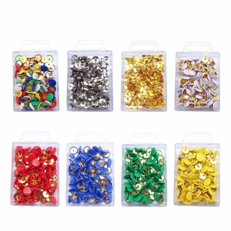 100pcs สี PUSH Pins ตกแต่งอเนกประสงค์แบนหัว Thumbtacks PIN ผนังตกแต่ง Thumbtacks Photo PIN สํานักงานโรงเรียน