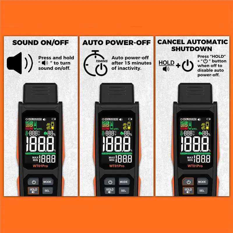 A02F-Humidity Tester 0-99.9% 2IN1 Moisture Meter Pinless& Pin For Timber Detector For Lumber Damp Detection In Concrete