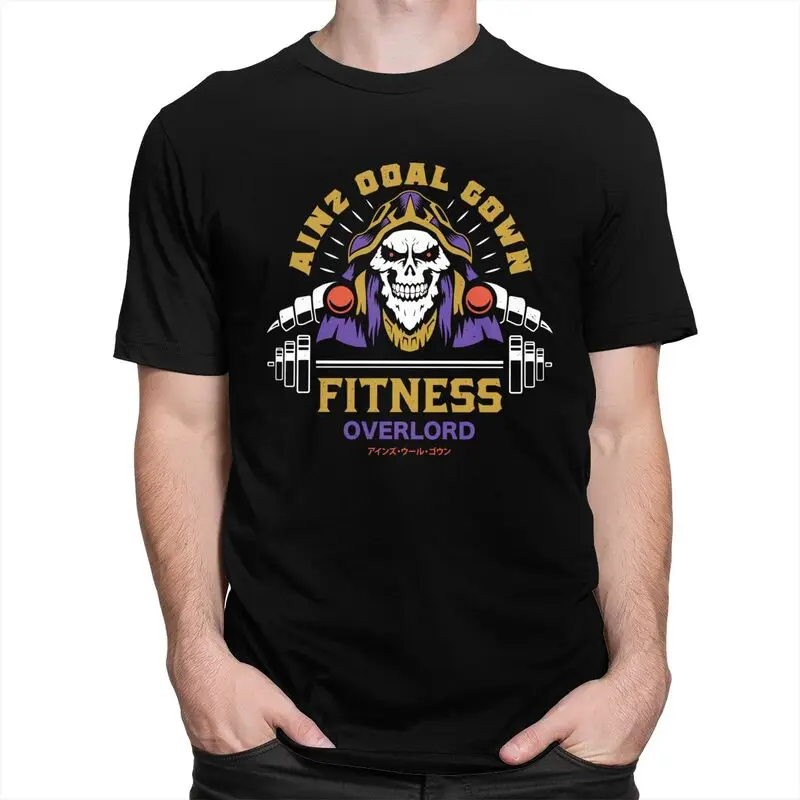 Custom Ainz Ooal Gown Fitness T Shirt for Men Pure Cotton  Tees Short Sleeve Overlord Skeleton Skull T-shirt Slim Fit