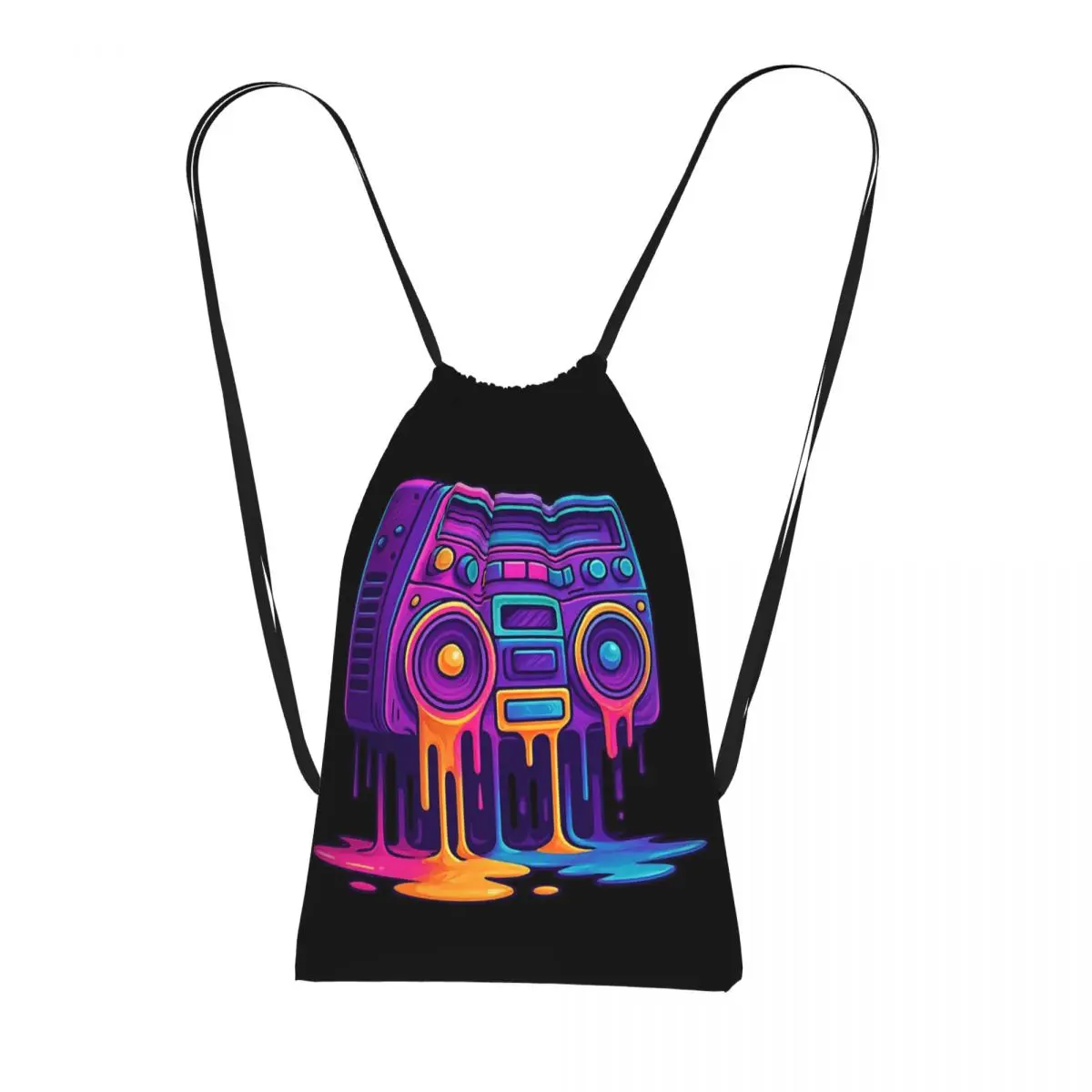Color Graffiti Radio Backpacks Casual Drawstring Bags Sports Bag Book Bags for Travel School